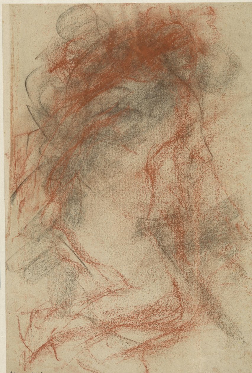 Profilhode til høyre for en dame av Antonio Mancini