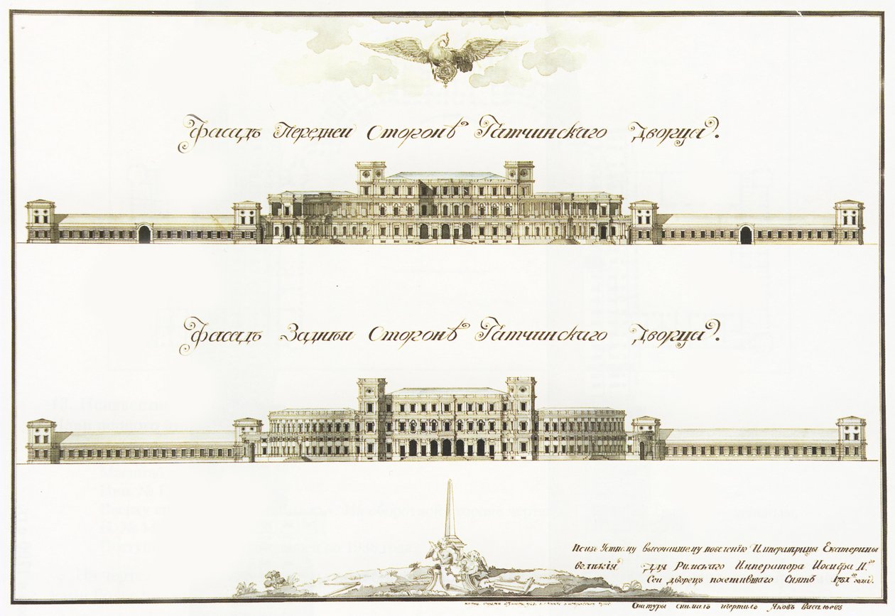 Fasader av det store Gatchina-palasset, 1781 av Antonio Rinaldi