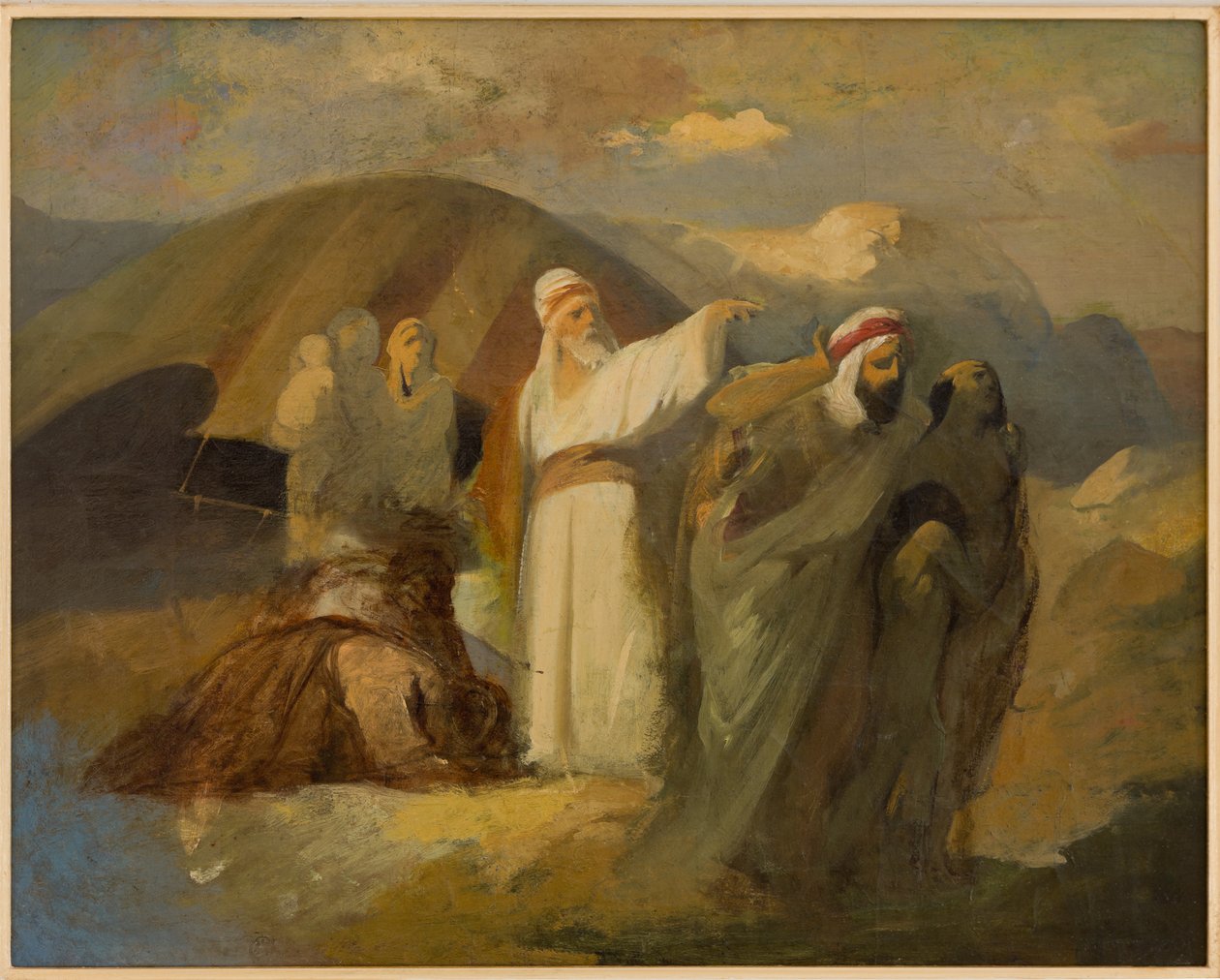Bibelsk scene (olje på lerret) av Antonio Simonazzi