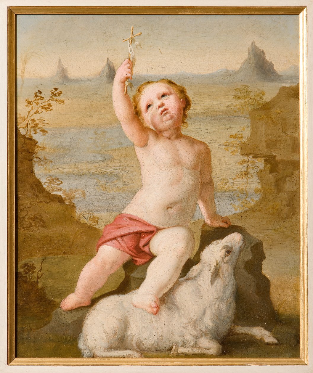 Spedbarn St. John (olje på papp) av Antonio Simonazzi