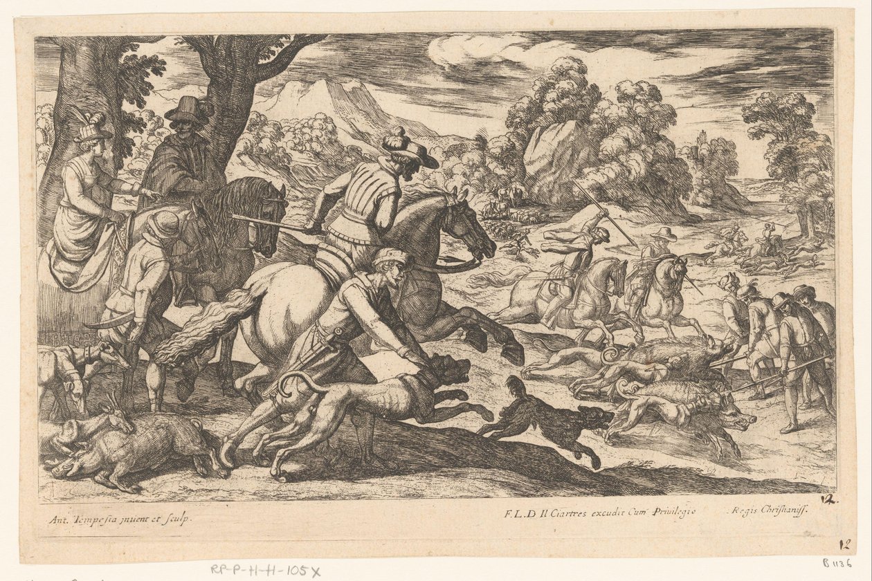 Villsvinjakt Jaktscener (del 5) (serietittel) av Antonio Tempesta