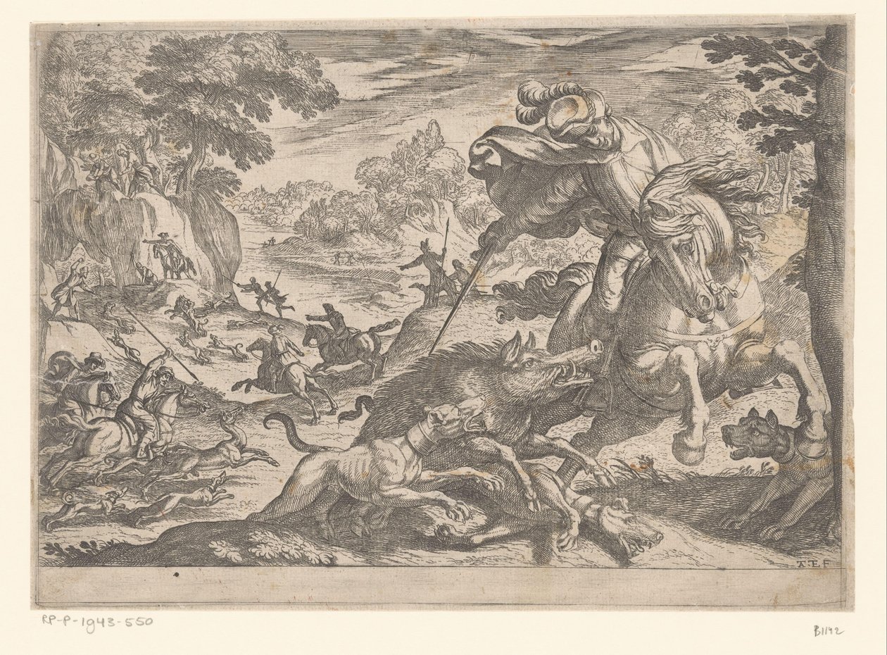 Villsvinjakt Jaktscener (del 6) (serietittel) av Antonio Tempesta