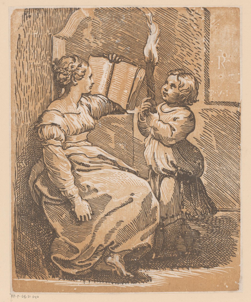 Leser Sibyll med barn av Antonio da Trento (attributed to)