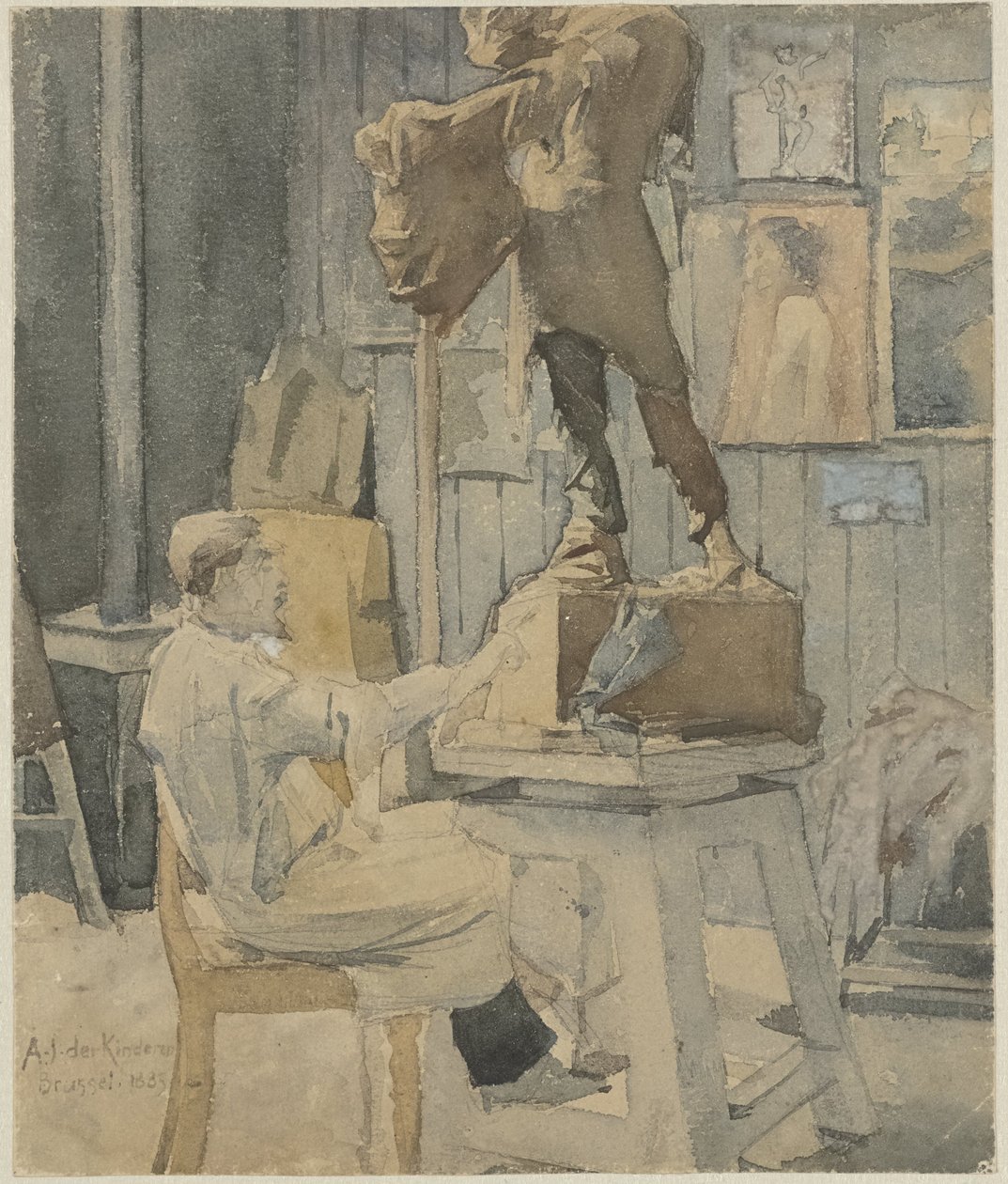 Jan Toorop i et billedhuggeratelier av Antoon Derkinderen