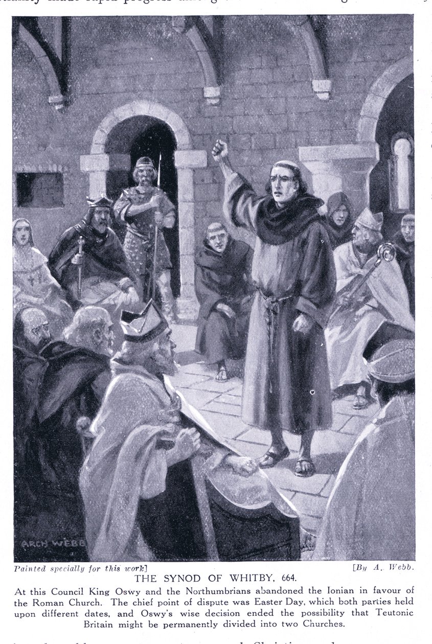 Synoden i Whitby AD664, 1920-tallet av Archibald Webb