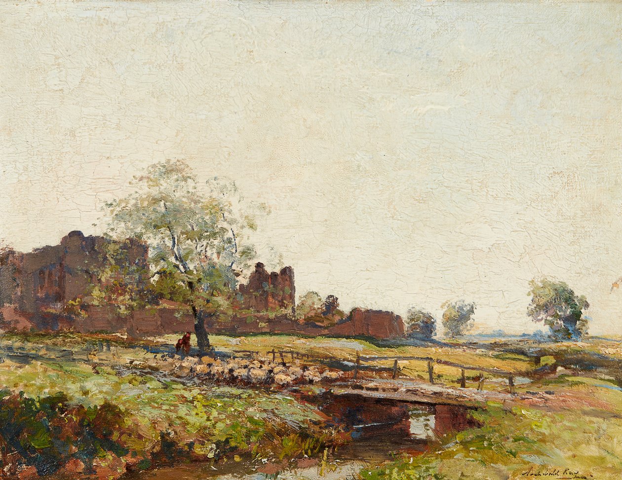 Kenilworth Castle (olje om bord) av Archibald Kay