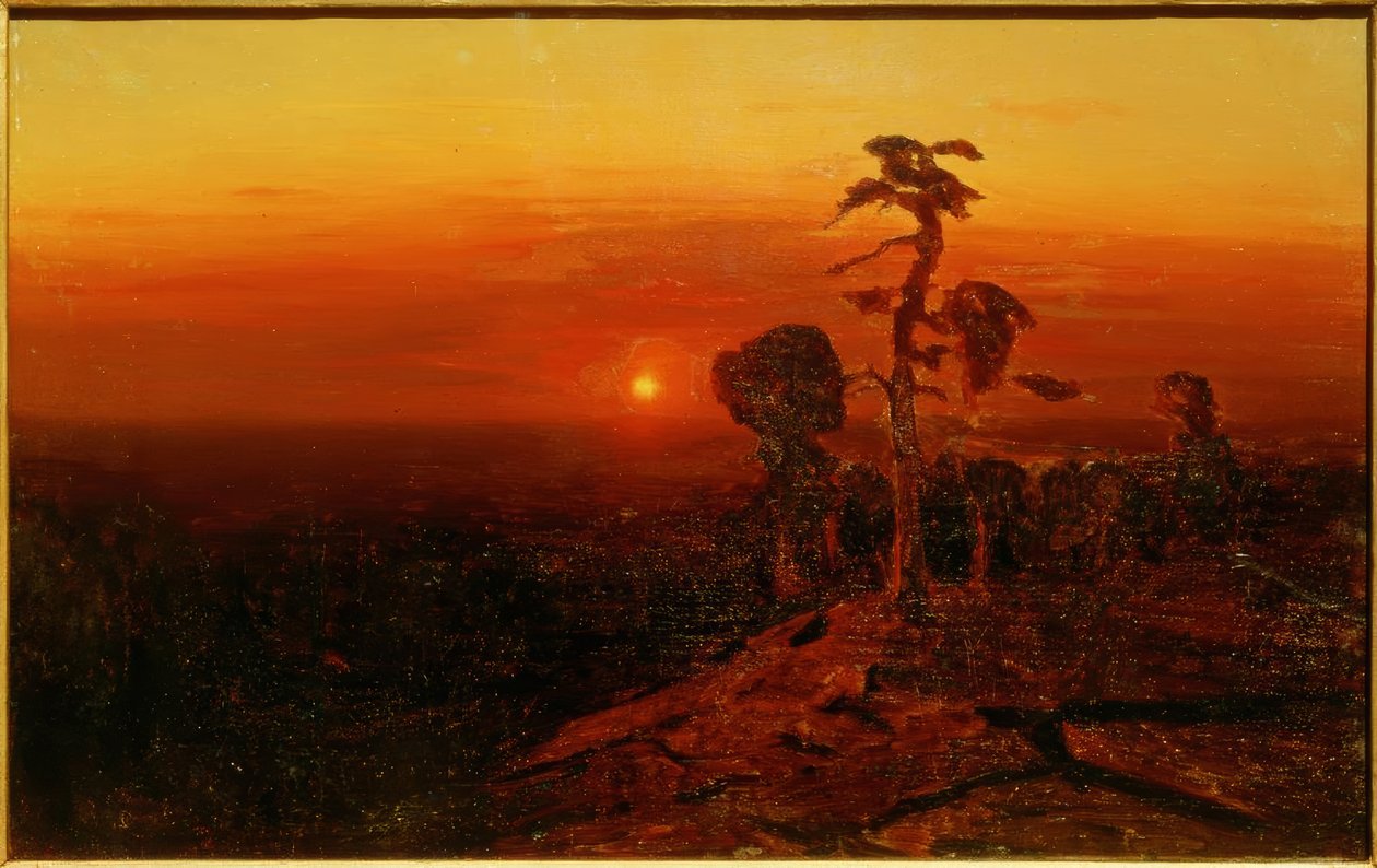 Solnedgang over en furuskog av Archip Iwanowitsch Kuindschi