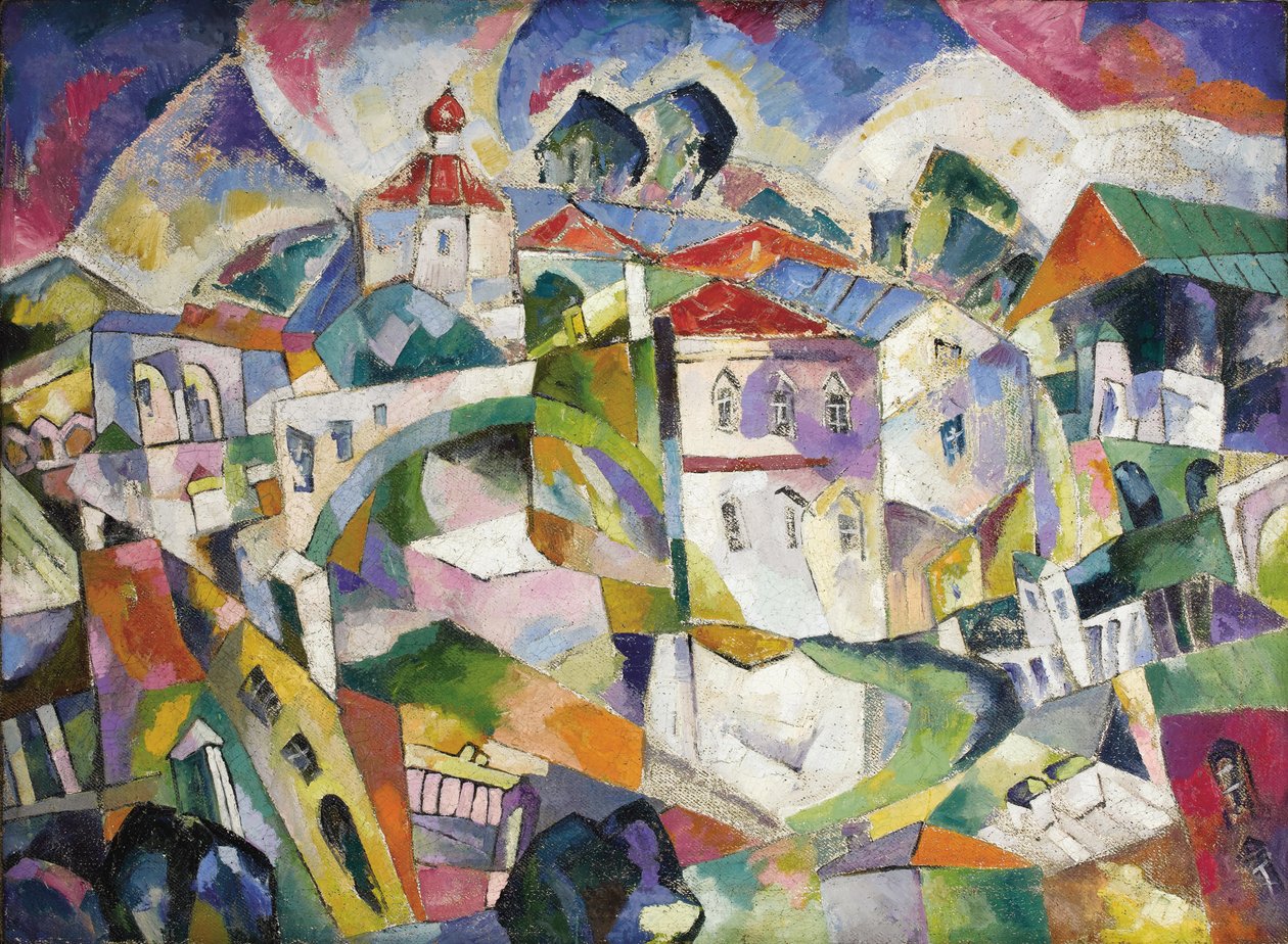 Kubistisk bybilde, 1910-tallet av Aristarkh Vasilievic Lentulov