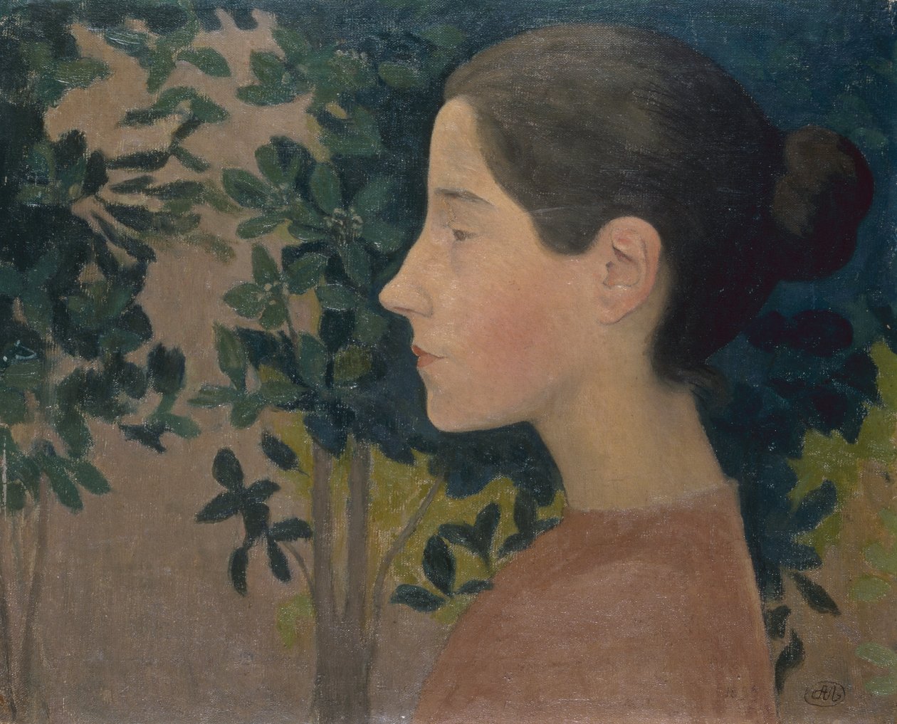 Profil av en jente (olje på lerret) av Aristide Maillol