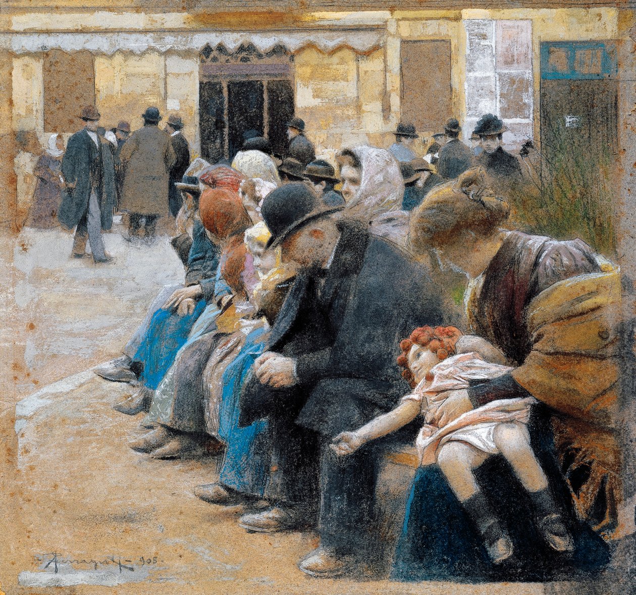 Emigrants, av Arnaldo Ferraguti (1862-1925) av Arnaldo Ferraguti