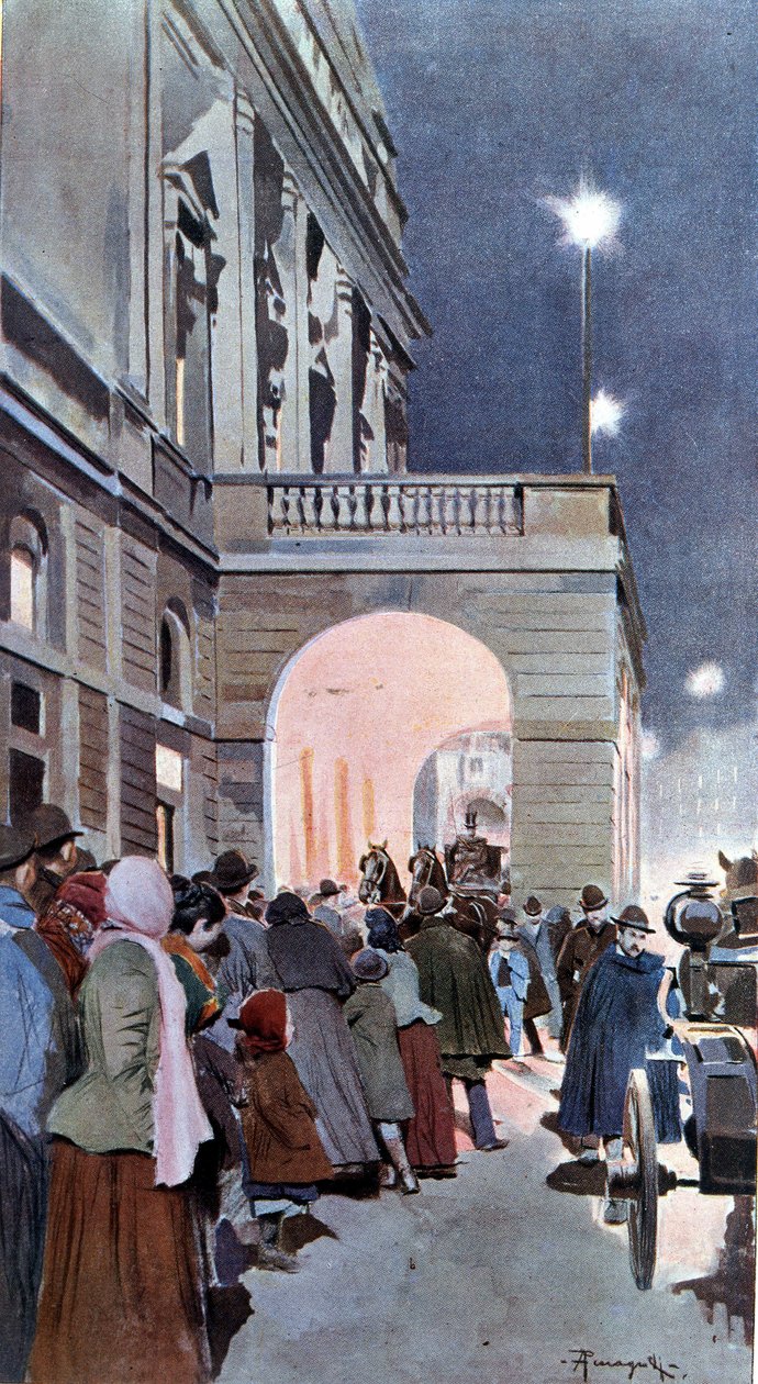 Den nysgjerrige foran Teatro alla Scala av Arnaldo Ferraguti