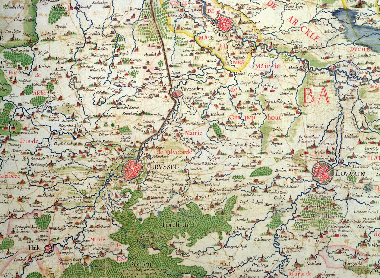 Kart over Belgia på tidspunktet for trettiårskrigen (1618–48), fra 
