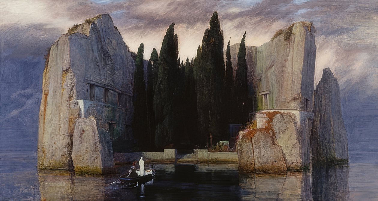 De dødes øy. 1883 (tredje versjon av fem) av Arnold Böcklin