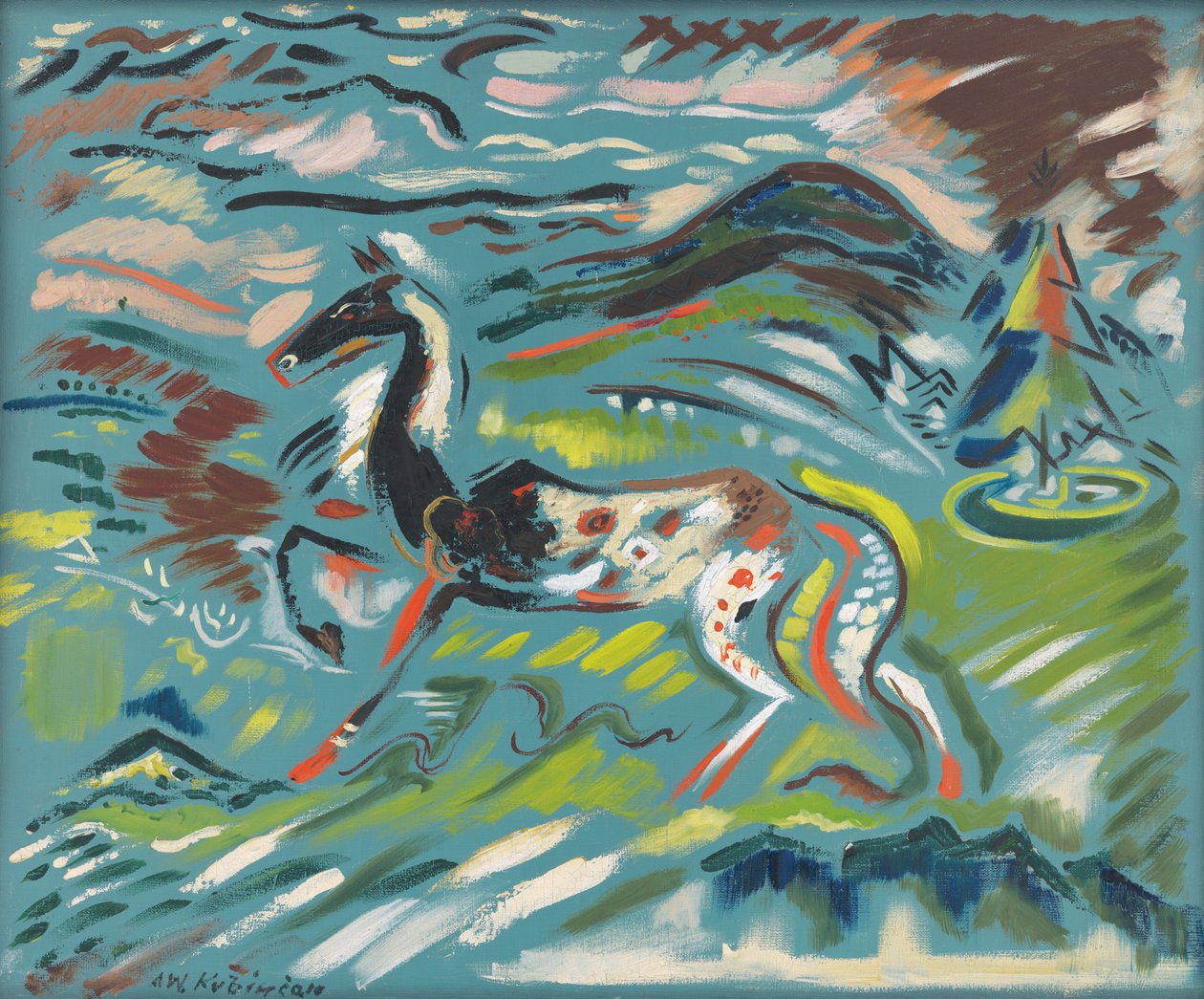 Hest, ca. 1940 (olje på lerret) av Arnold Peter Weisz Kubincan