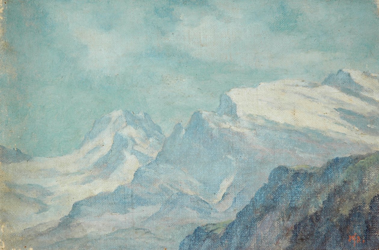 Fjelllandskap (olje på ustrukket lerret) av Arnold Priestman