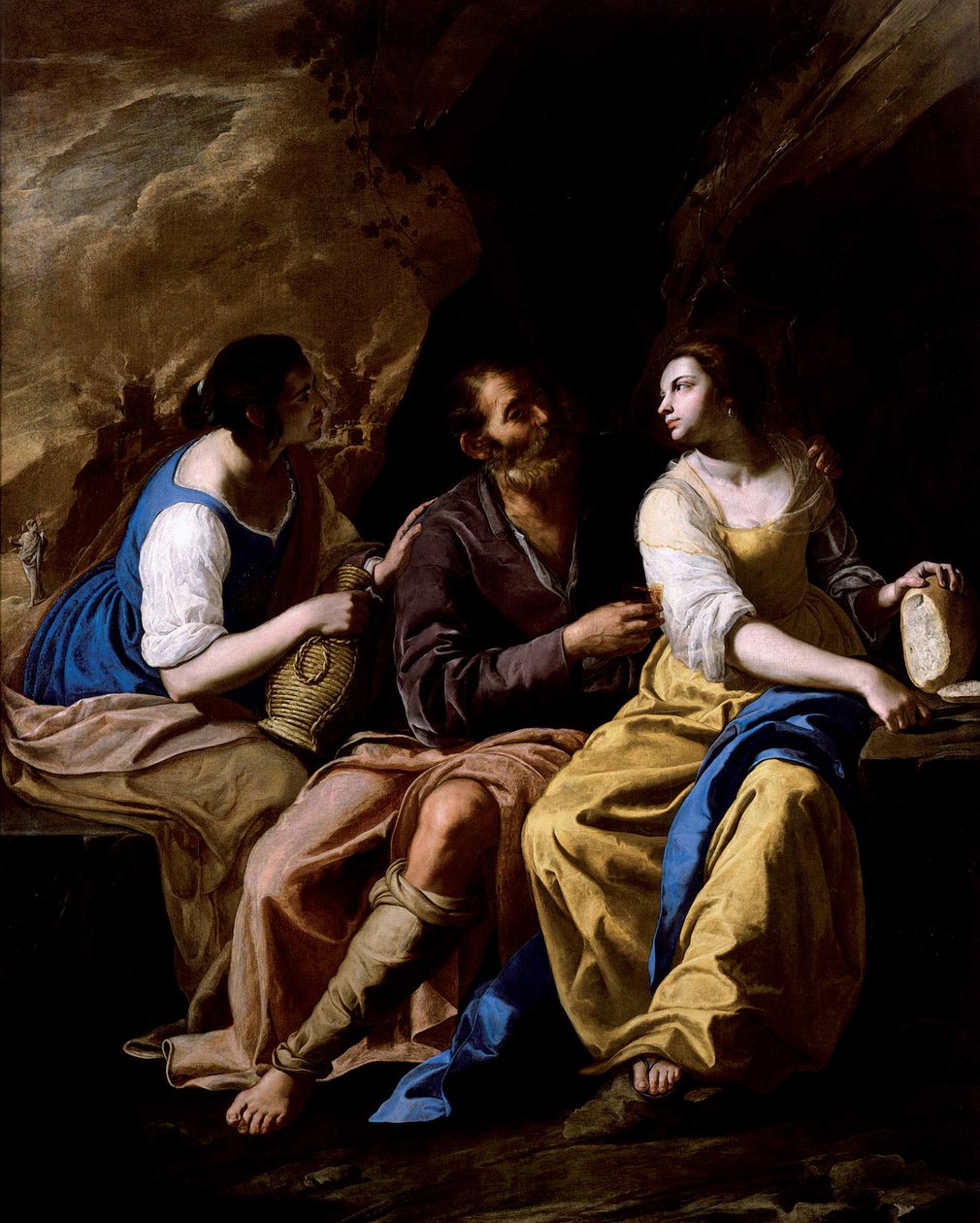 Lot og hans døtre, ca 1635-1637. av Artemisia Gentileschi