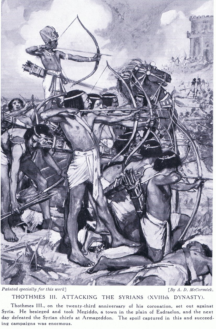Thomthes III angriper syrerne (XVIII. dynasti), ca. 1920 av Arthur David McCormick