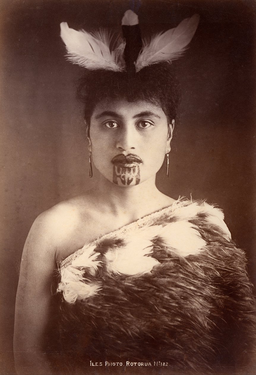 Maori -kvinne, Rotorua, New Zealand av Arthur James Iles