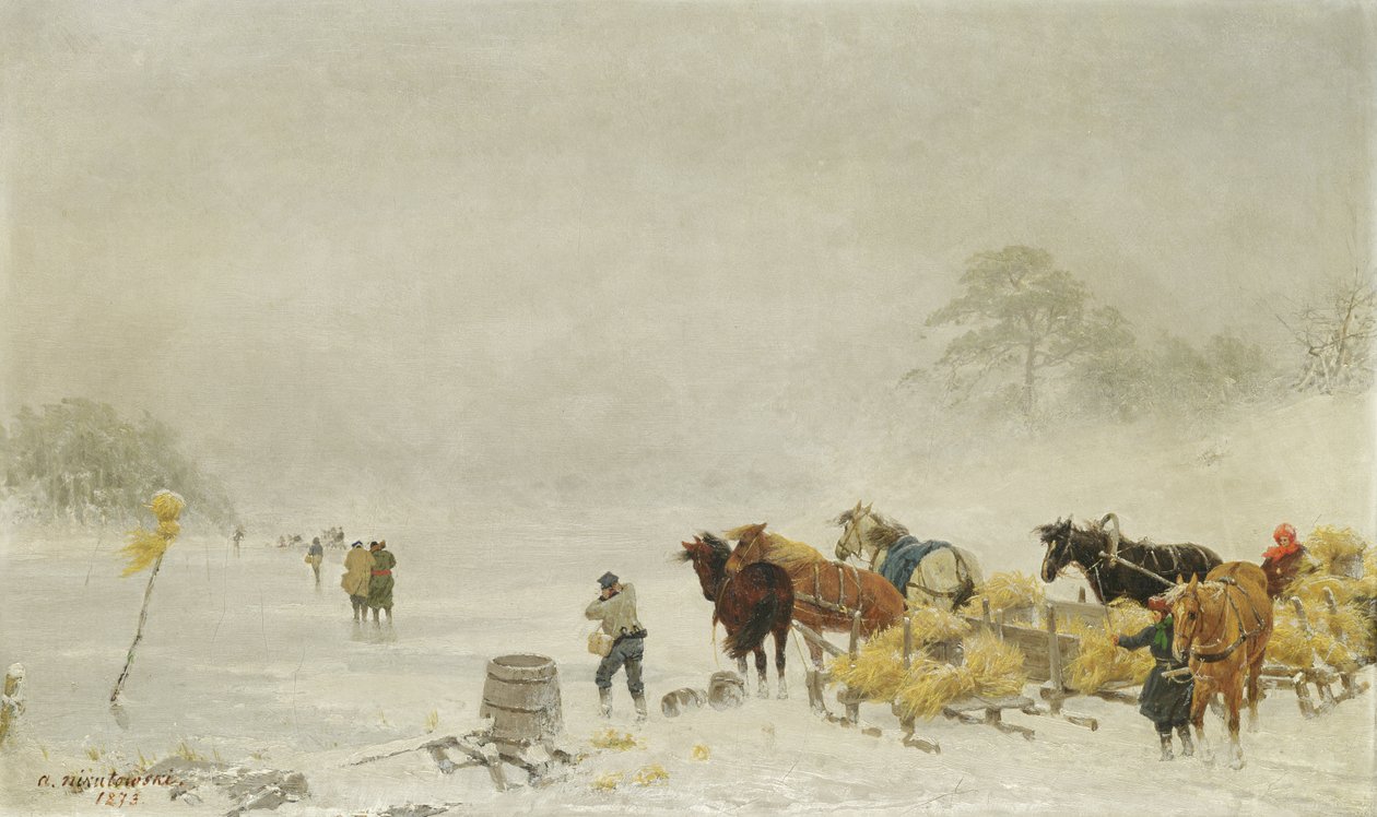 Sleder på isen, 1873 av Arthur Nikutowski