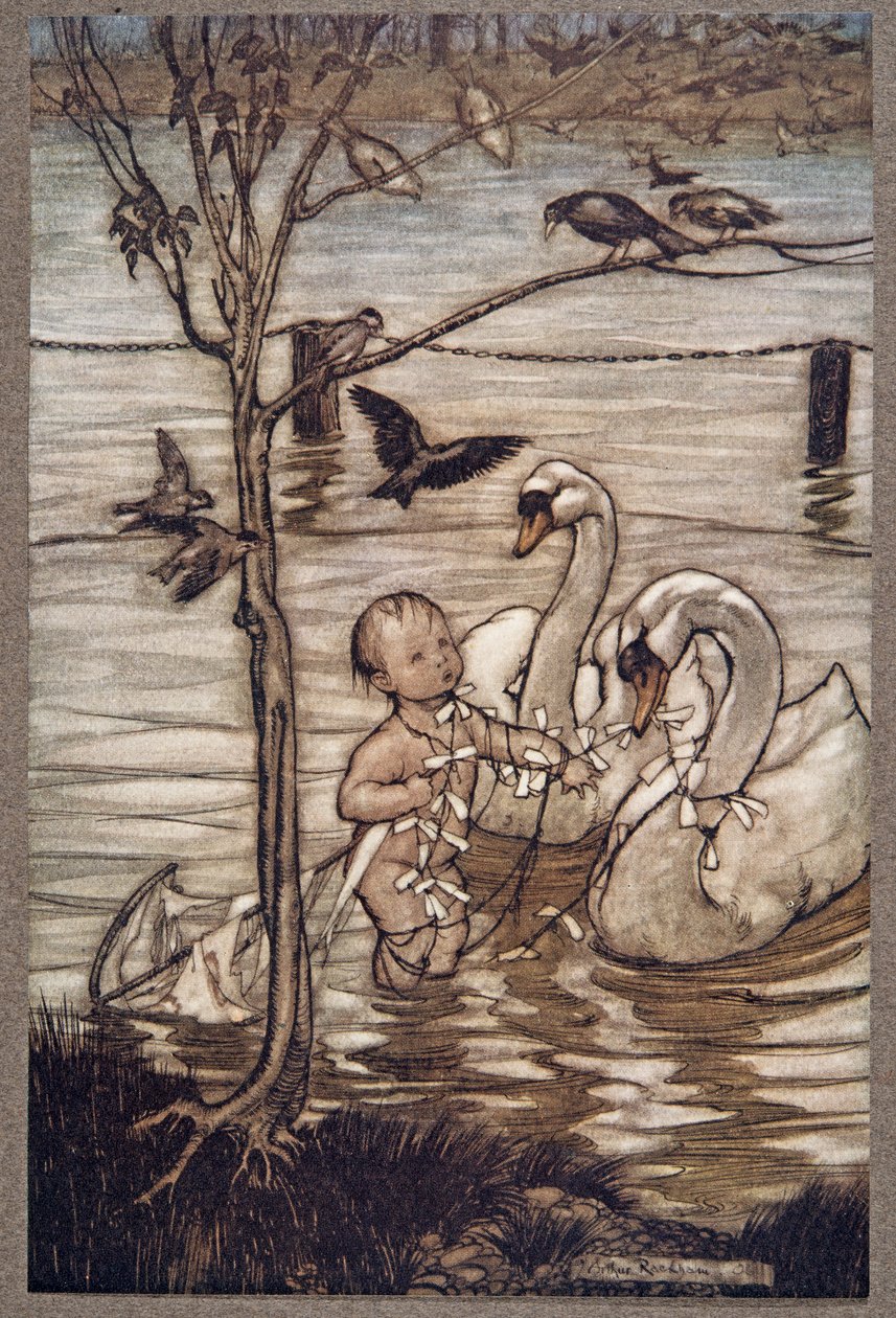Etter dette sa fuglene at de ikke ville hjelpe ham lenger i hans gale bedrifter .. , fra Peter Pan i Kensington Gardens av J M Barrie (1860 - 1937), pub. 1906 av Arthur Rackham