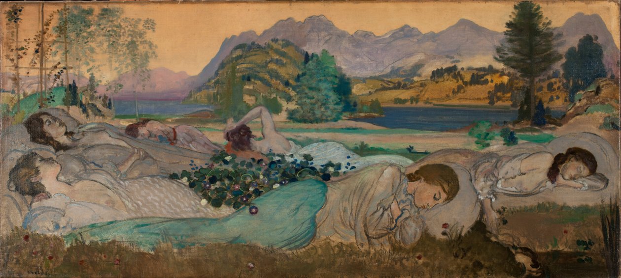 Søvnen ligger perfekt i dem, 1908 av Arthur Bowen Davies