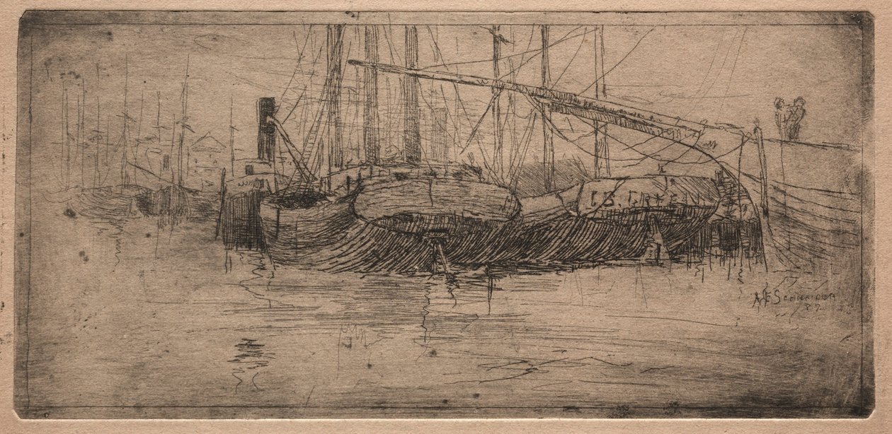 Skli langs Cuyahoga-elven, 1887. av Arthur E. Schneider.