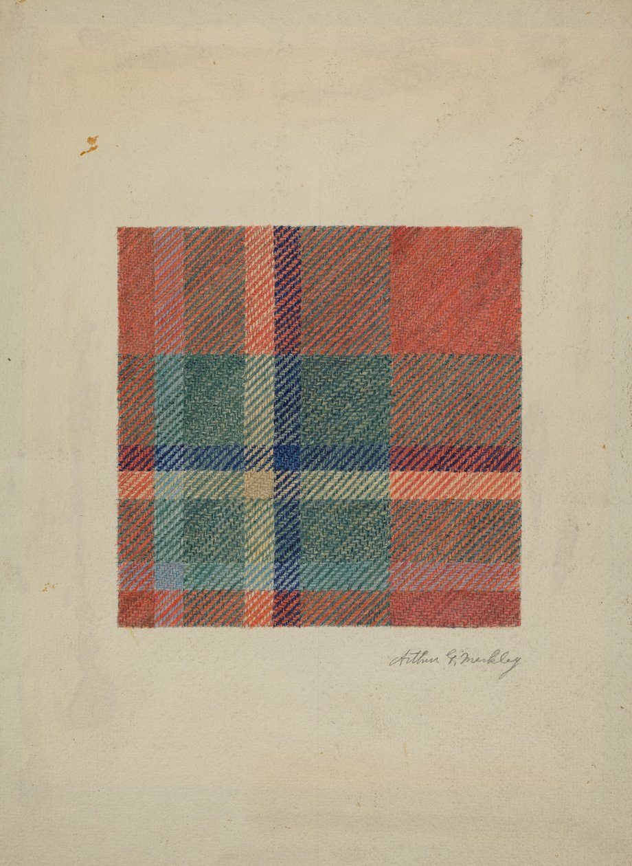 Rutet ullteppe, ca. 1938. av Arthur G. Merkley