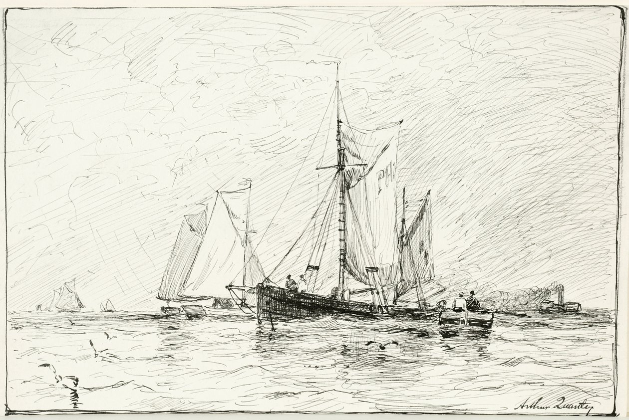 Trålere utenfor Plymouth, England av Arthur Quartley