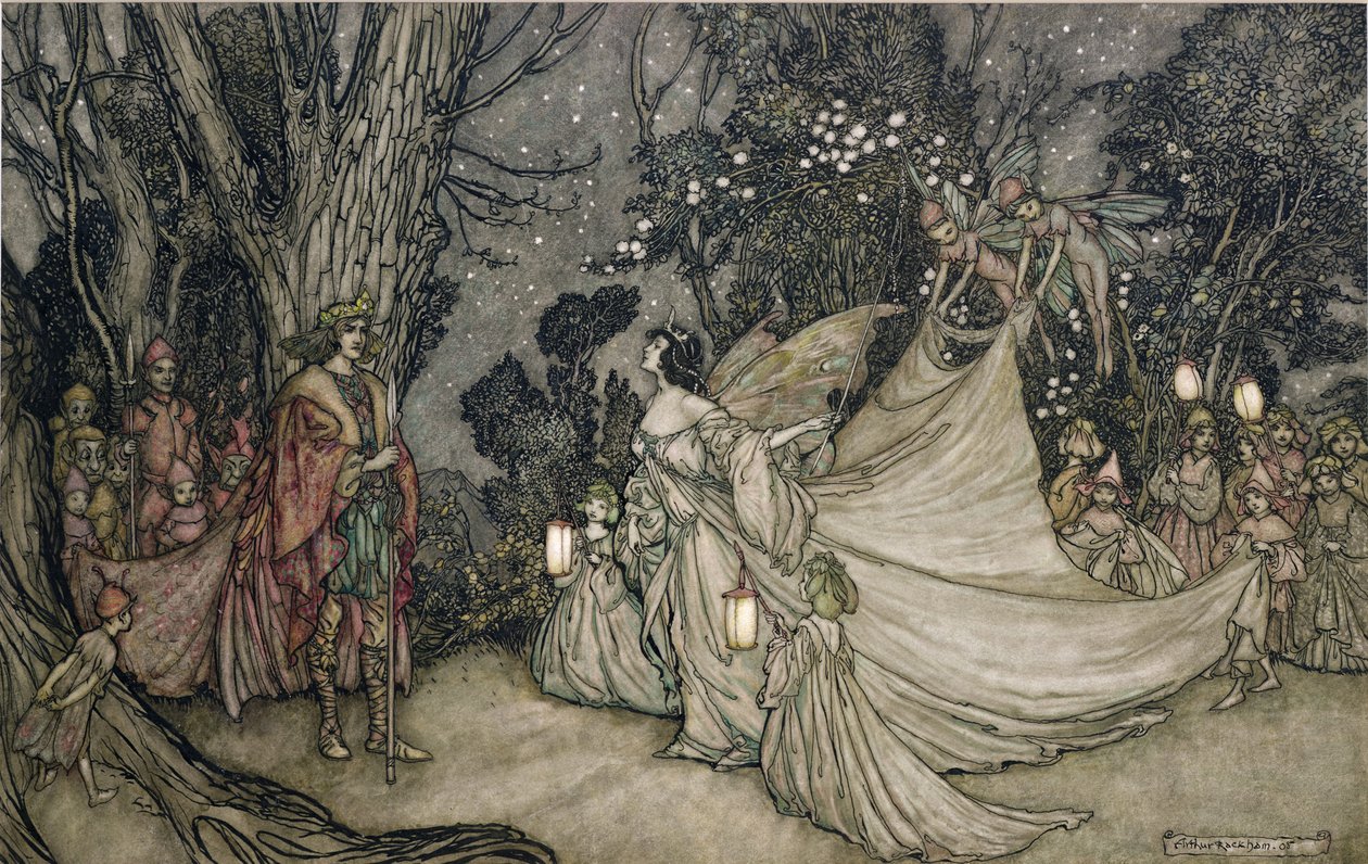Møtet mellom Oberon og Titania av Arthur Rackham