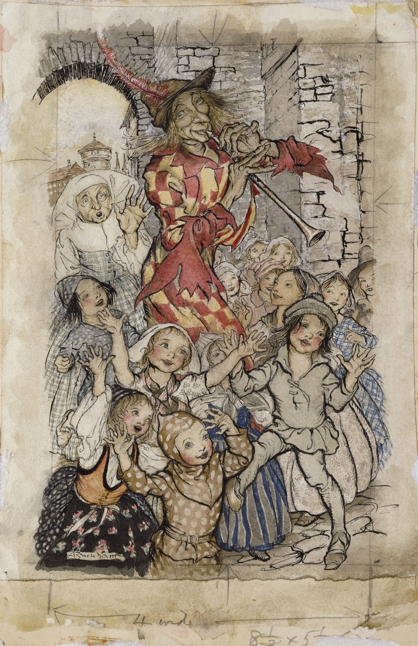 Pied Piper og barna, av Arthur Rackham