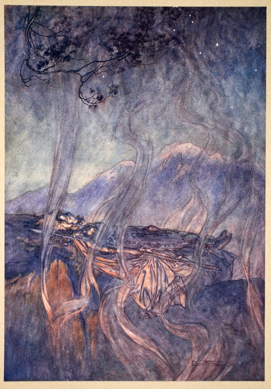 'Søvnen til Brunnhilde', 1910. av Arthur Rackham