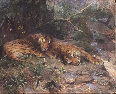 Tigre hviler ved en bekk av Arthur Wardle