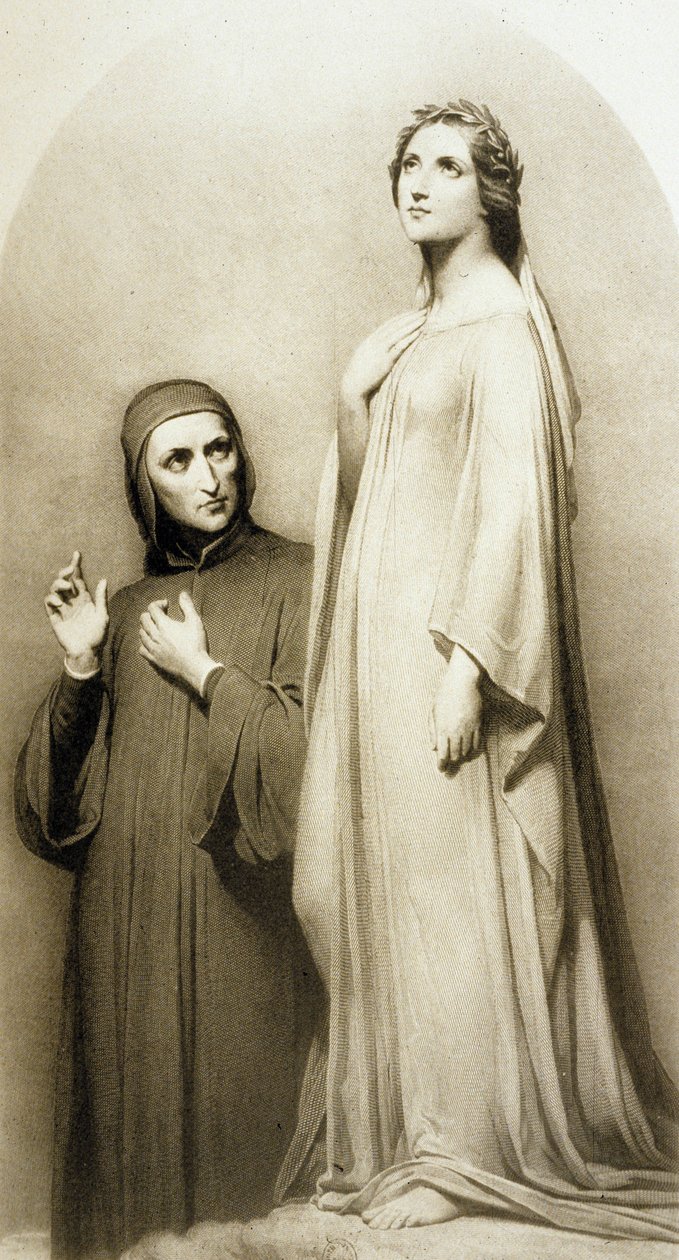 Dante og Beatrice (gravering) av Ary (after) Scheffer