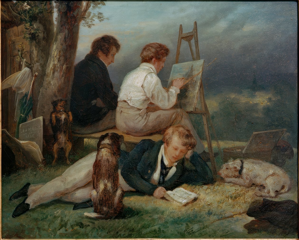 De tre Scheffer-brødrene i et landskap av Ary Scheffer