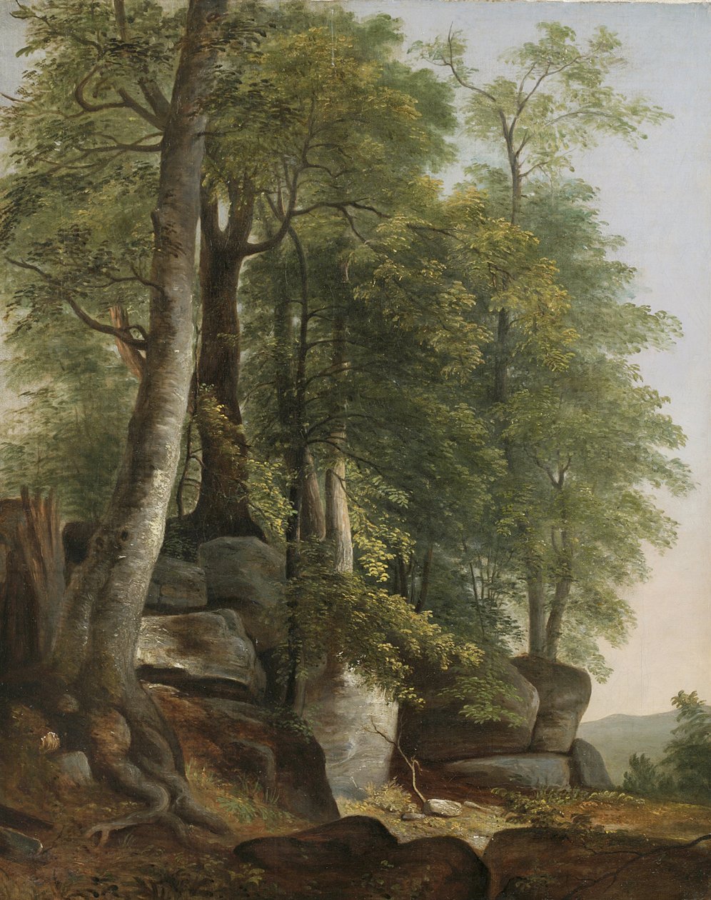 Landskap med steiner og trær, ca. 1845 av Asher Brown Durand