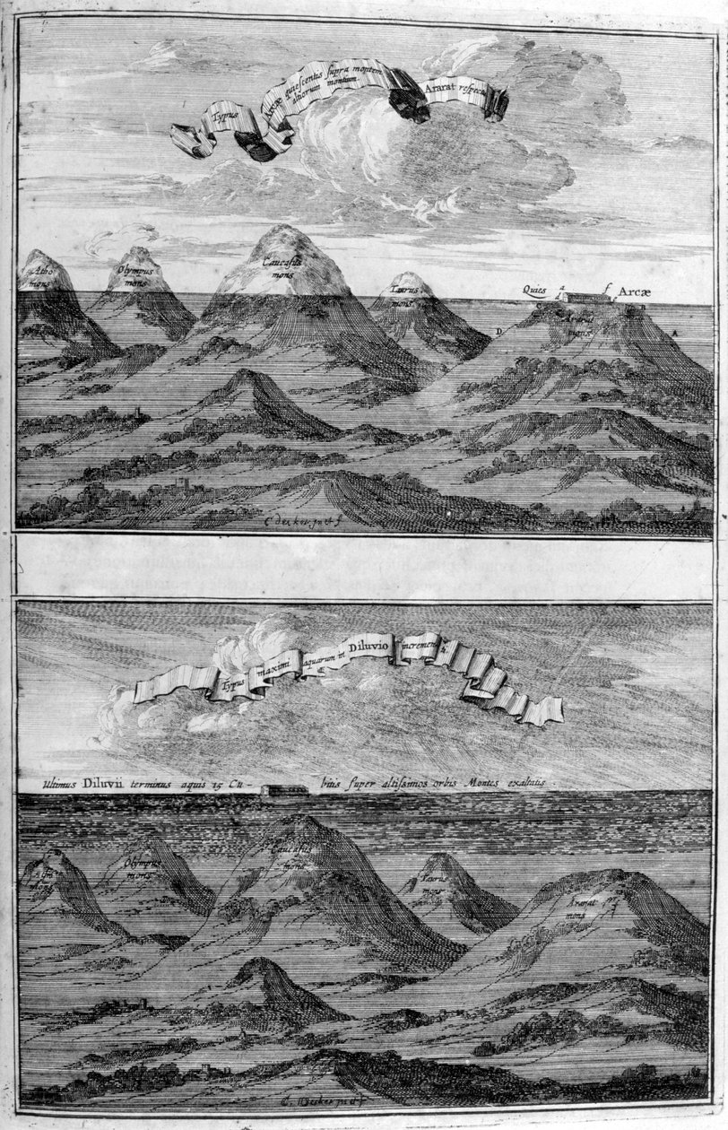 Resultatet av syndfloden, 1675 av Athanasius Kircher