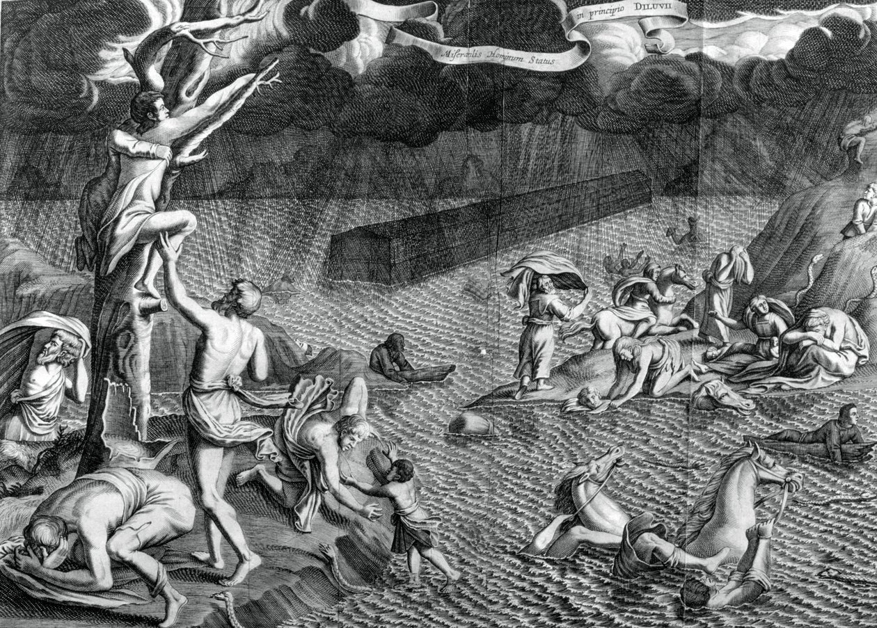 Syndflodens scene, 1675 av Athanasius Kircher