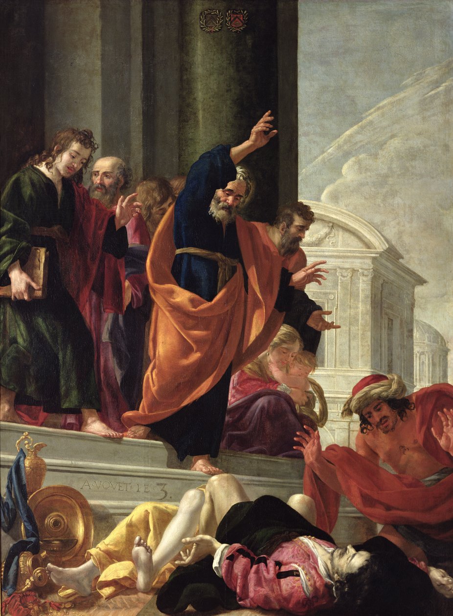 Saffiras og Ananias død, ca. 1632 av Aubin Vouet