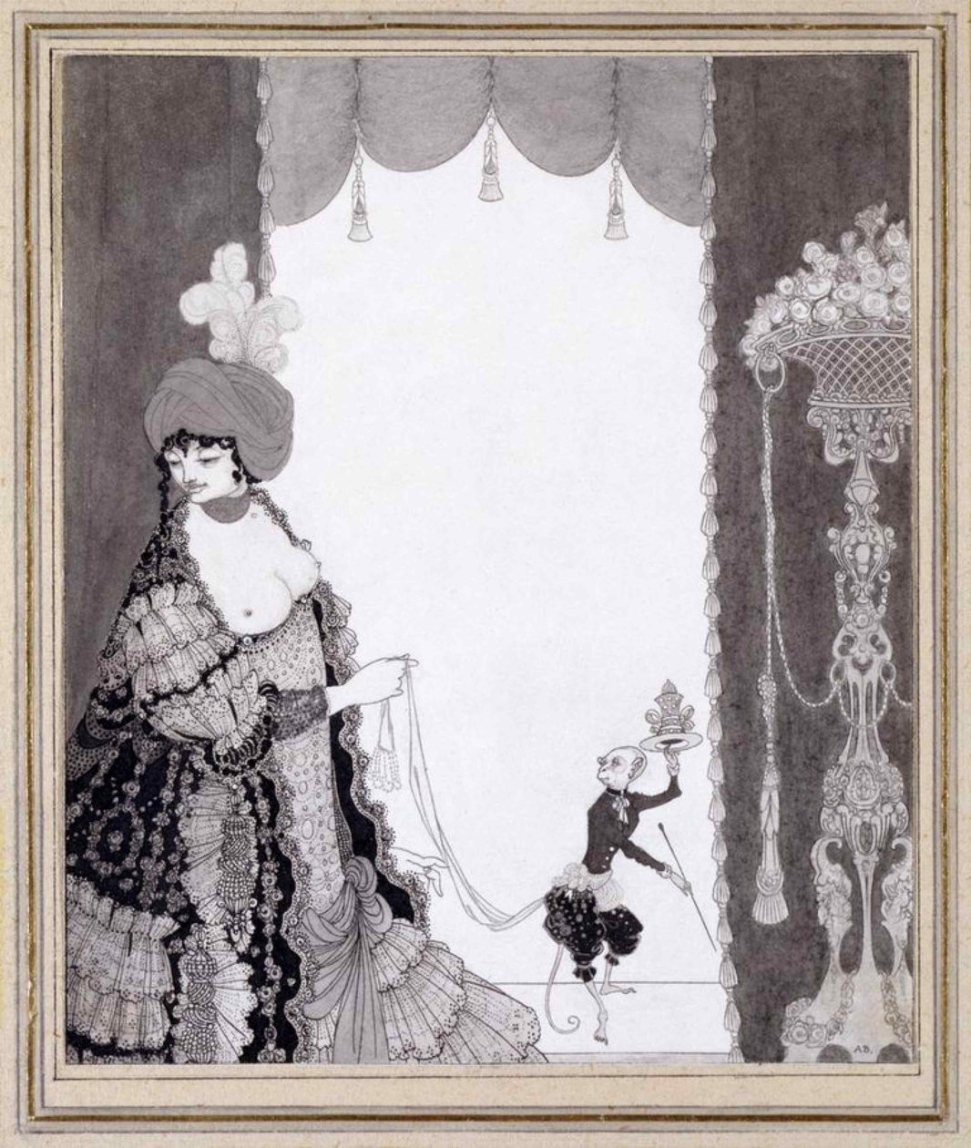 Damen med apen, 1897. av Aubrey Beardsley