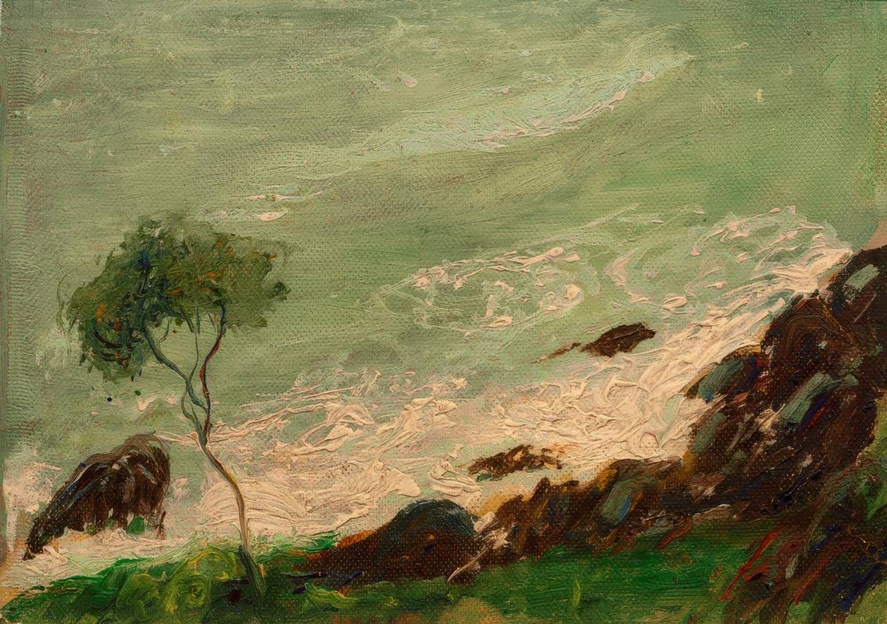 Tre ved sjøen nær Rapallo av August Macke