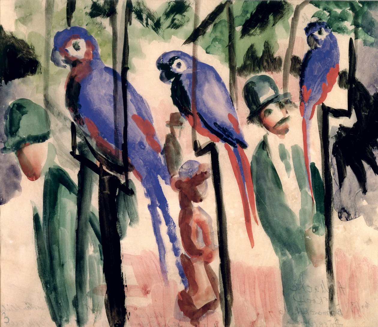 Blå papegøyer av August Macke