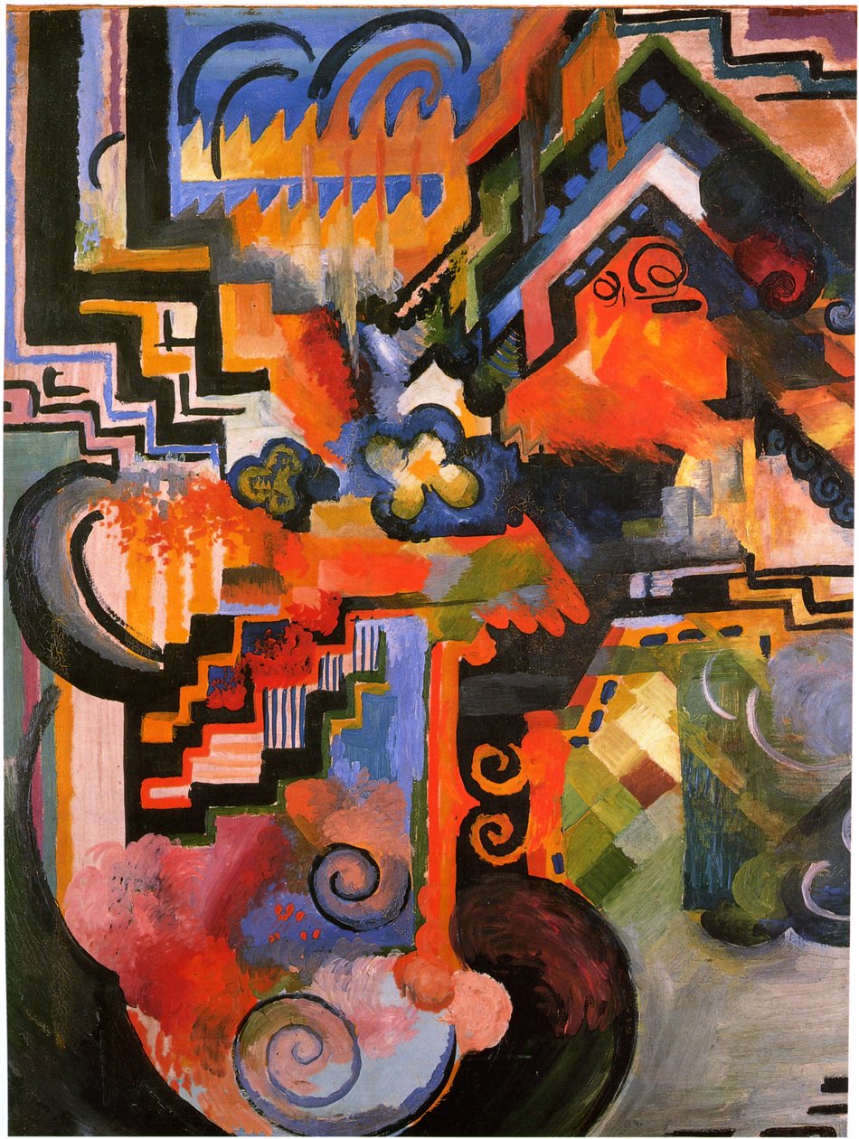 Farget komposisjon av August Macke