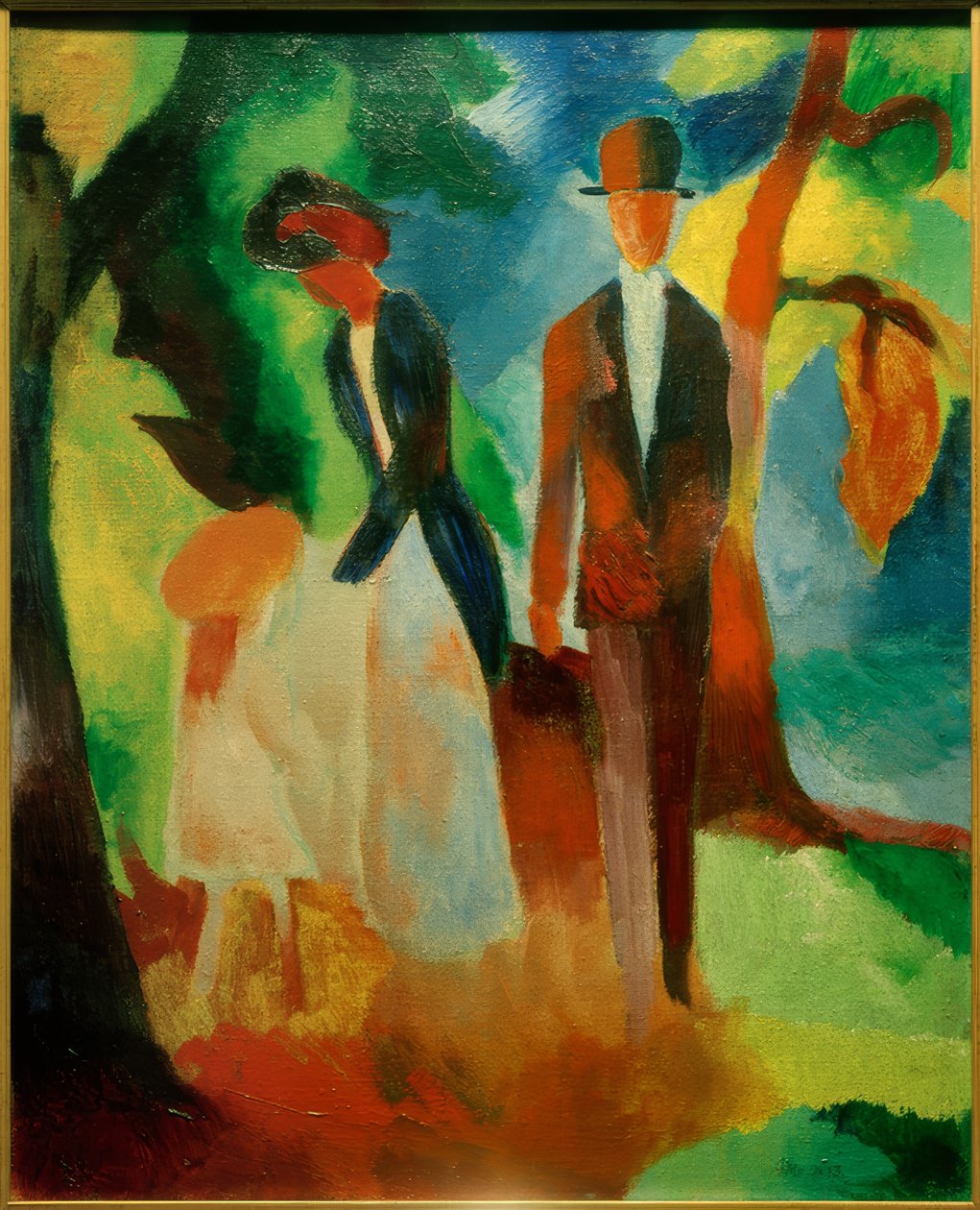 Folk ved den blå innsjøen av August Macke