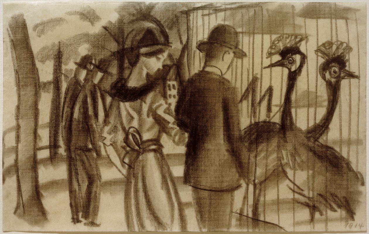 Par med de kronede tranene av August Macke
