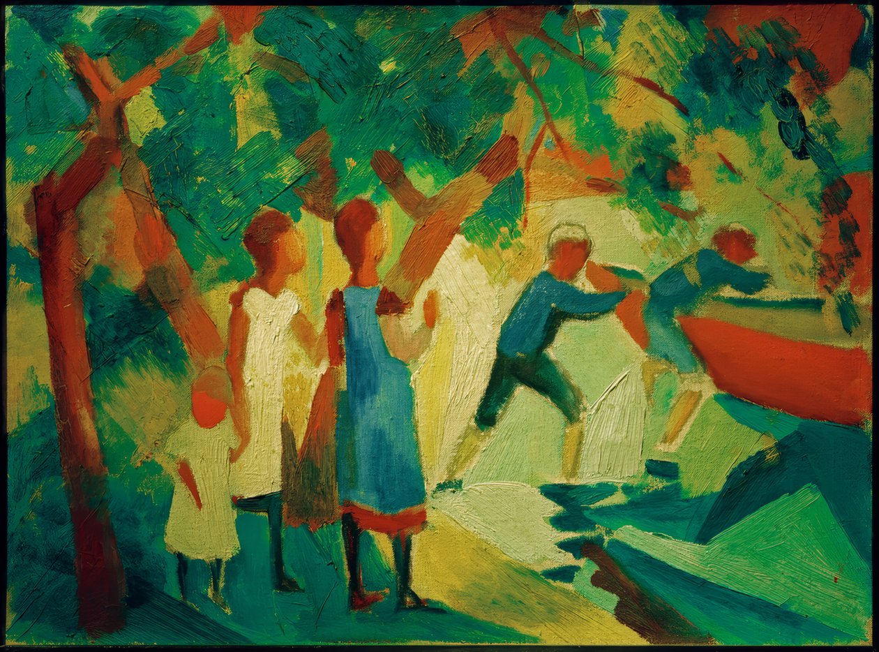 Barn leker ved vannet av August Macke