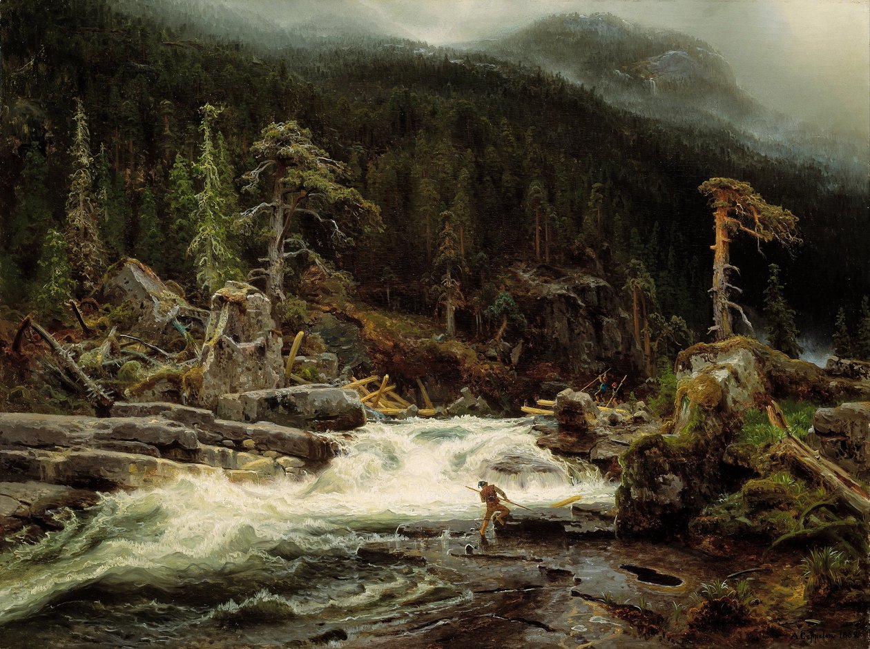 Waterfall in Telemark av August Cappelen