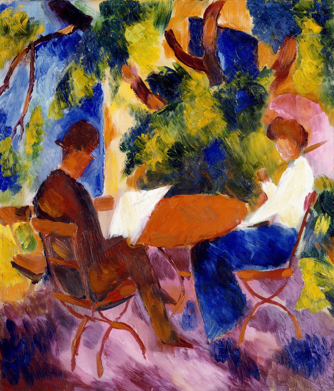Ved hagebordet, 1914 av August Macke