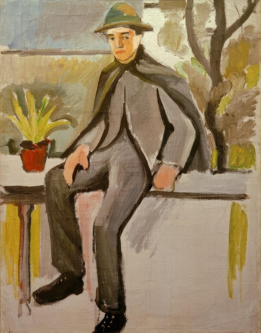 Gårdsgutt på balkongen av August Macke