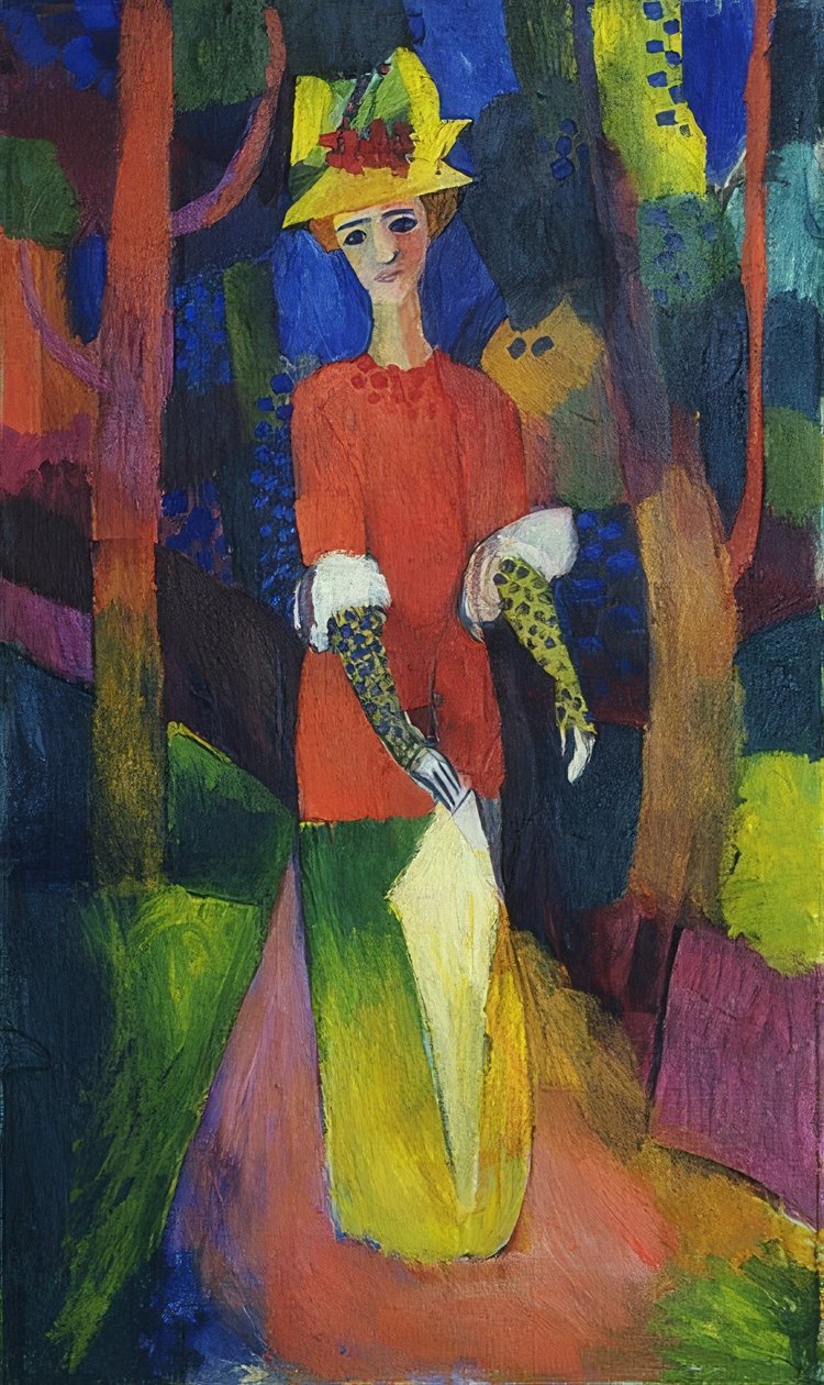 Dame i parken. 1914 av August Macke