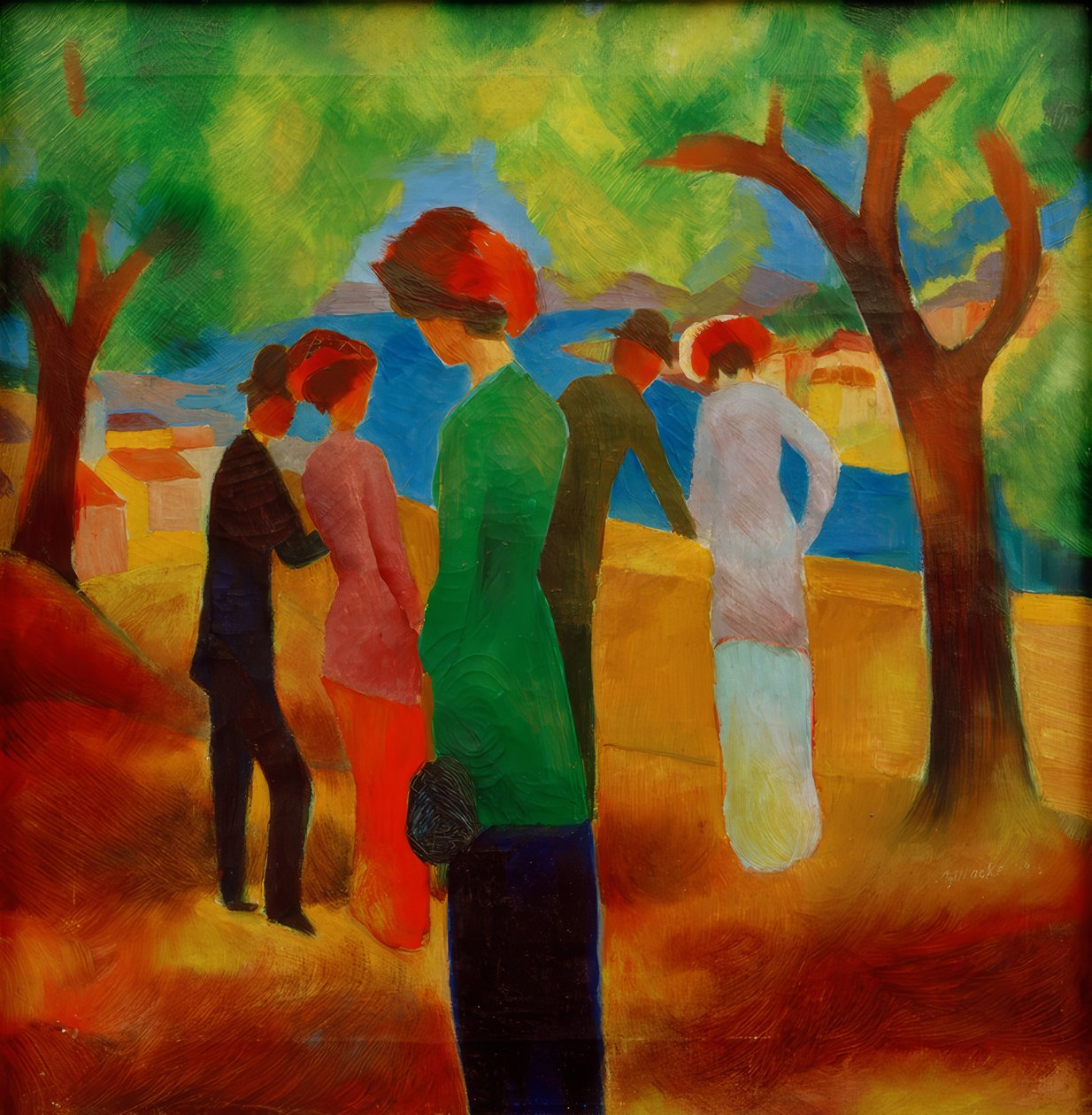 Dame i grønn jakke av August Macke